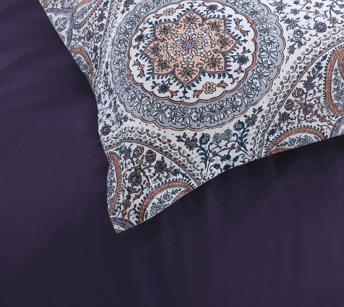 Boho Floral Medallions Duvet Cover Set Bohemian Paisley Etsy