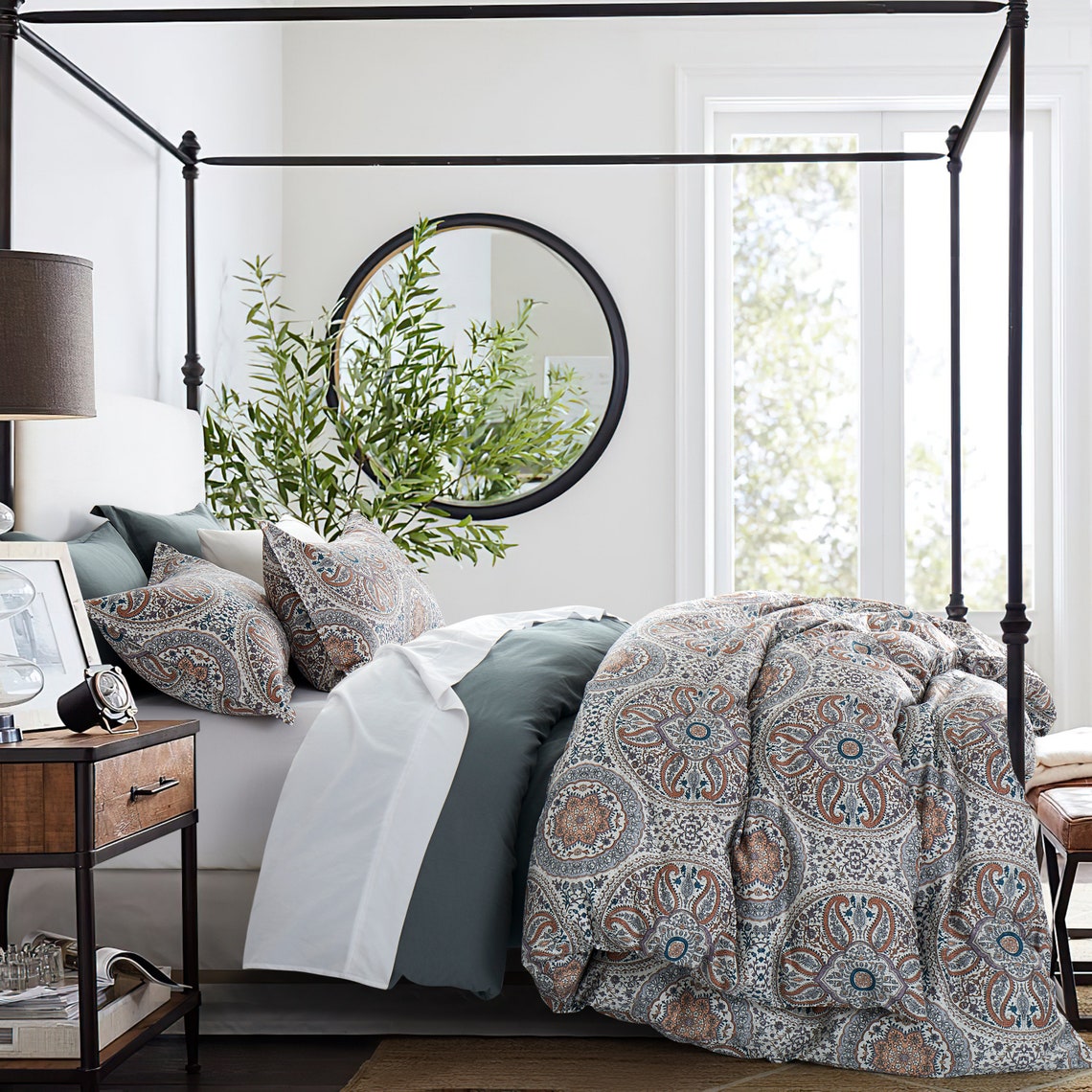 Boho Floral Medallions Duvet Cover Set Bohemian Paisley Etsy