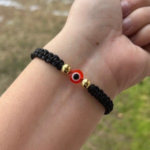 Black Macrame knotted Red Evil Eye Bracelet