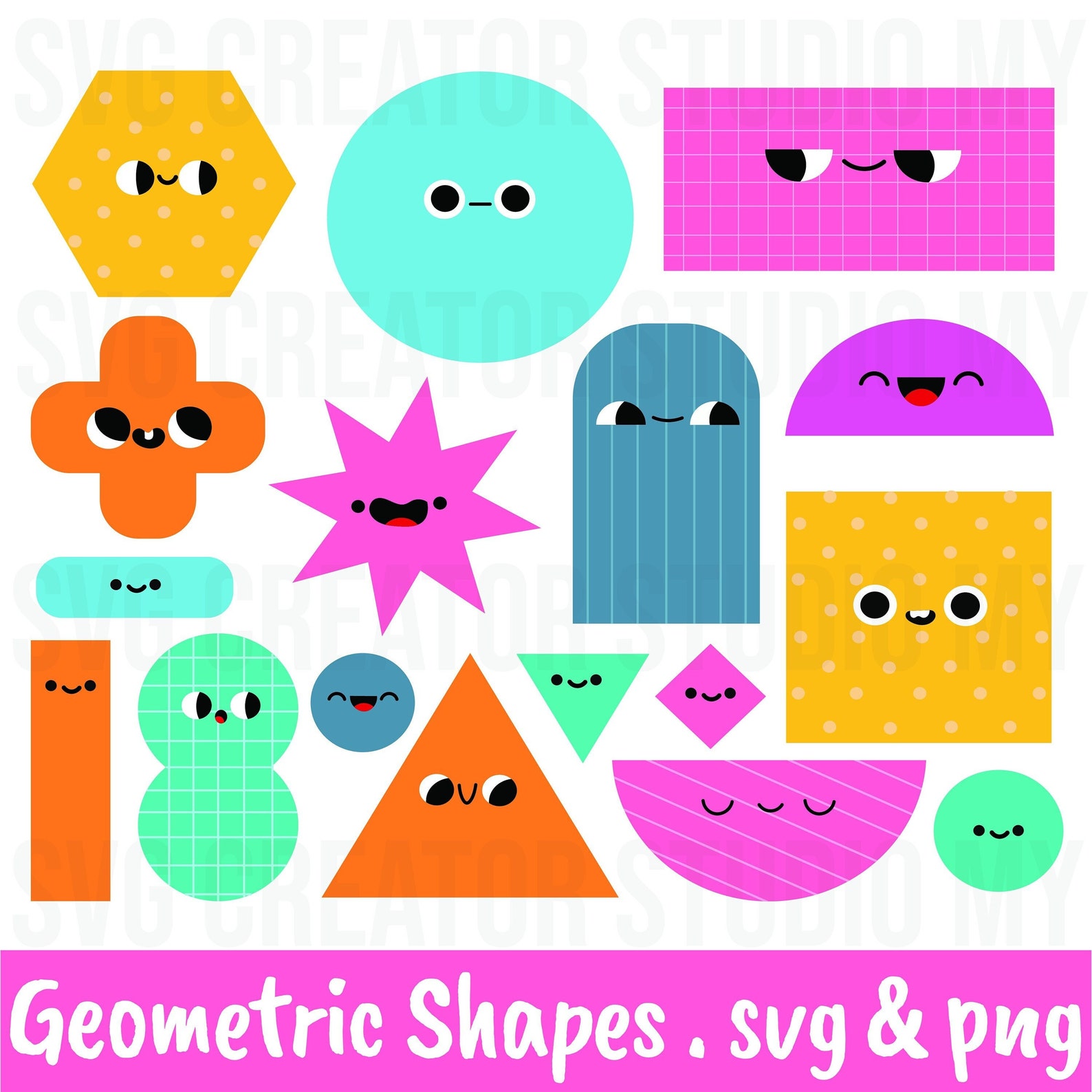 Cute Geometric Shapes in SVG & PNG Etsy