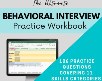 Ultimate Behavioral Interview Practice Workbook | Excel Spreadsheet | Digital Download | Over 100 Practice Questions!