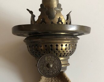 Vintage Original Wicked Kerosene Oil Lamp Burner with Shade Holder Ring