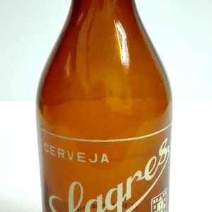 Vintage Portuguese Beer Bottle Brown Glass &quot;SAGRES&quot; 1950s