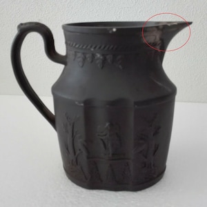 Antique EASTWOOD English Black Basalt Porcelain Milk Pot