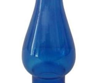 Cobalt Blue Vienna Style Glass Chimney For Kerosene Oil Lamps - 7 3/4" x 2" Base New