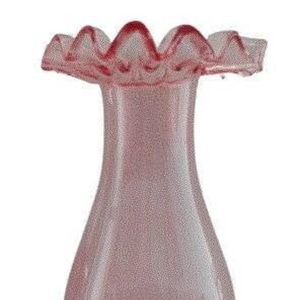 Pink Ruffled Top Glass Chimney For Kerosene Oil Lamps - 8 1/4&quot; x 2 5/8&quot; For #1 Burners New
