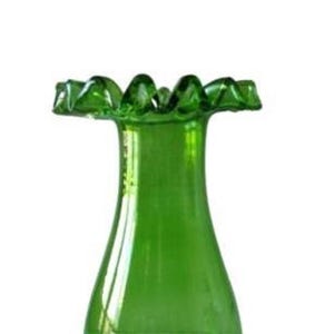Dry Green Ruffled Top Glass Chimney For Kerosene Oil Lamps - 8 1/4&quot; x 2 5/8&quot; For #1 Burners New
