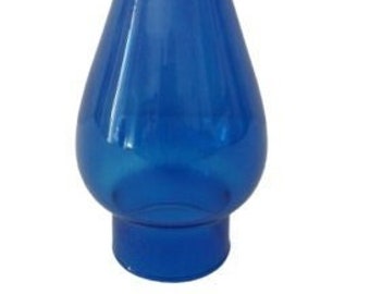 Cobalt Blue Vienna Style Glass Chimney For Kerosene Oil Lamps - 7 3/4" x 2" Base