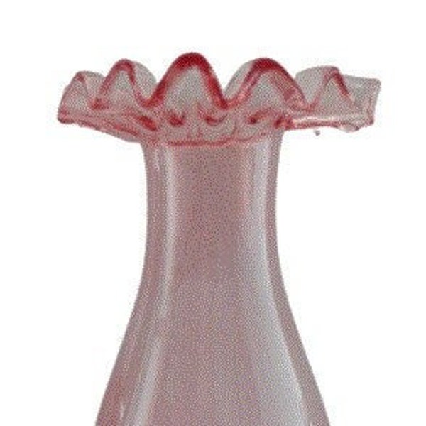 Pink Ruffled Top Glass Chimney For Kerosene Oil Lamps - 8 1/4" x 2 5/8"