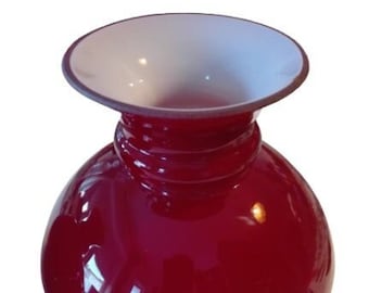 Vintage Opal Cased Red Glass Lamp Shade - Fitter: 5 1/8" (13 cm)