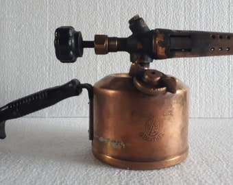 Vintage Tank Type Gustav Barthel 0132 Original Blowtorch Lamp Fullmenge 0.22L