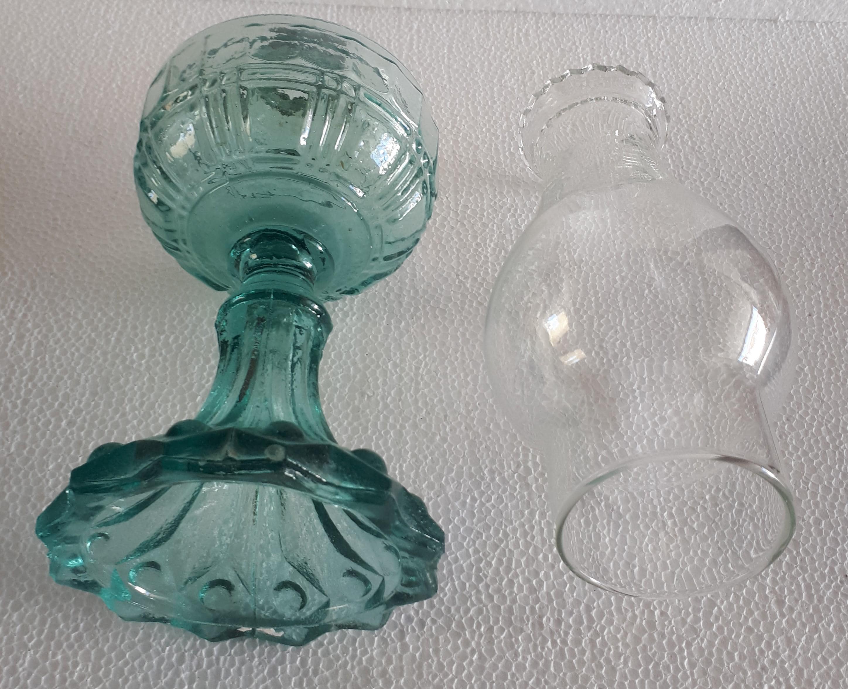 Alte Vintage Messing Glas Öllampe Docht Antik Retr Produktbild-Vorschau 3