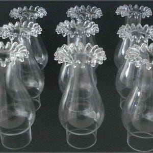 Clear Glass Ruffled Top Chimney For Electric and Kerosene Oil Lamps - 8 1/4&quot; x 2 5/8&quot; For #1 Burners New