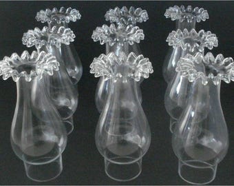 Kamin aus klarem Glas mit gerüschtem Oberteil für elektrische und Petroleumlampen – 8 1/4&quot; x 2 5/8&quot; für Brenner Nr. 1 Neu