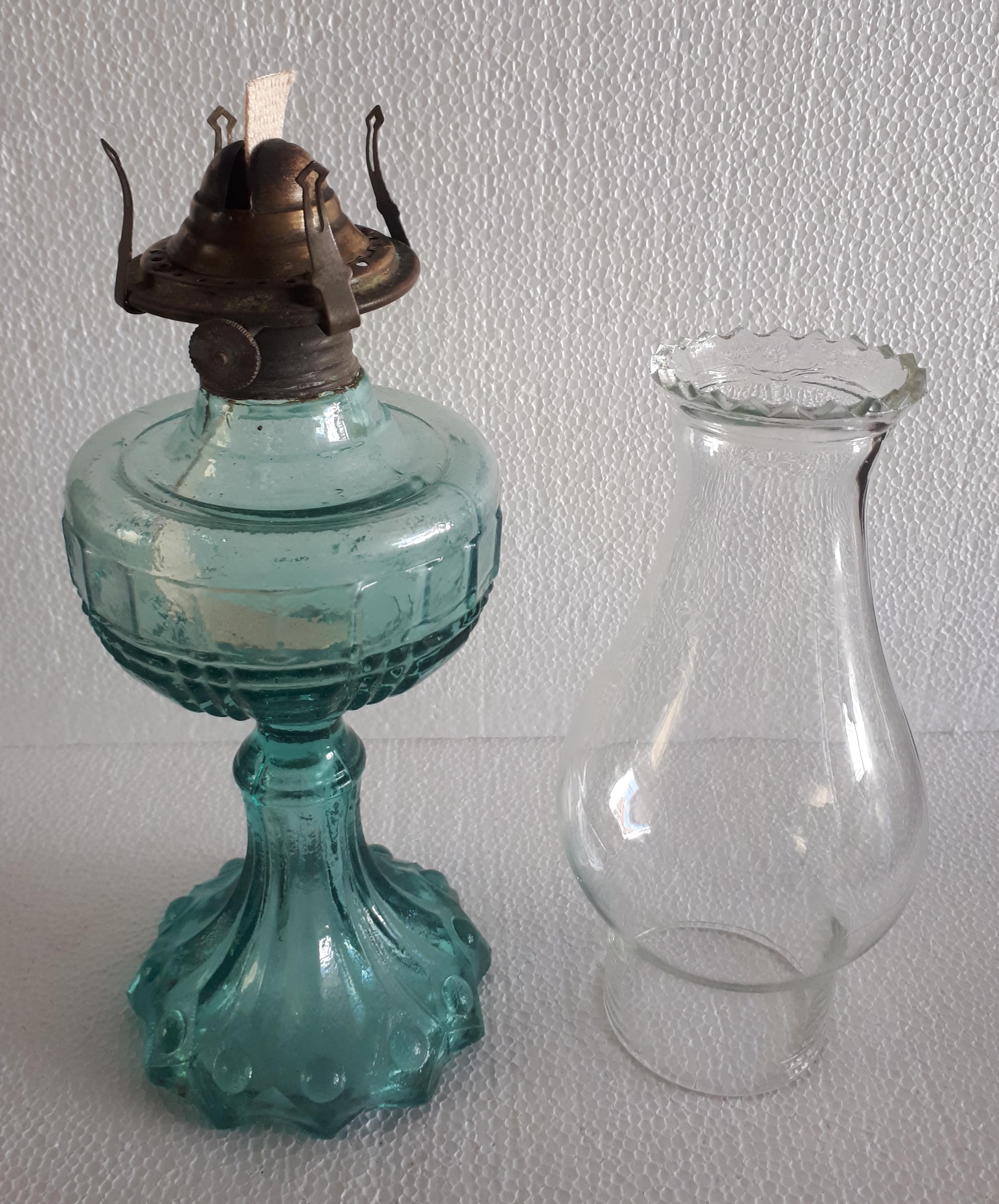 Alte Vintage Messing Glas Öllampe Docht Antik Retr Produktbild-Vorschau 5