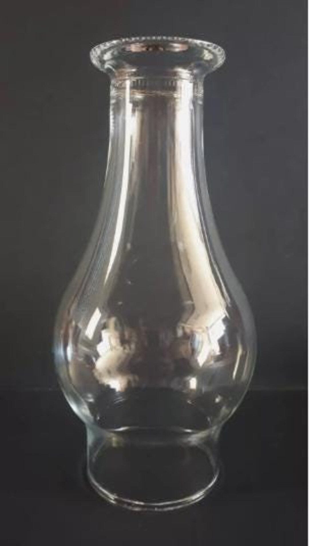 Clear Glass Beaded Oil Lamp Chimney - 3" X 8 1/4" Globe Shape (Second Quality)