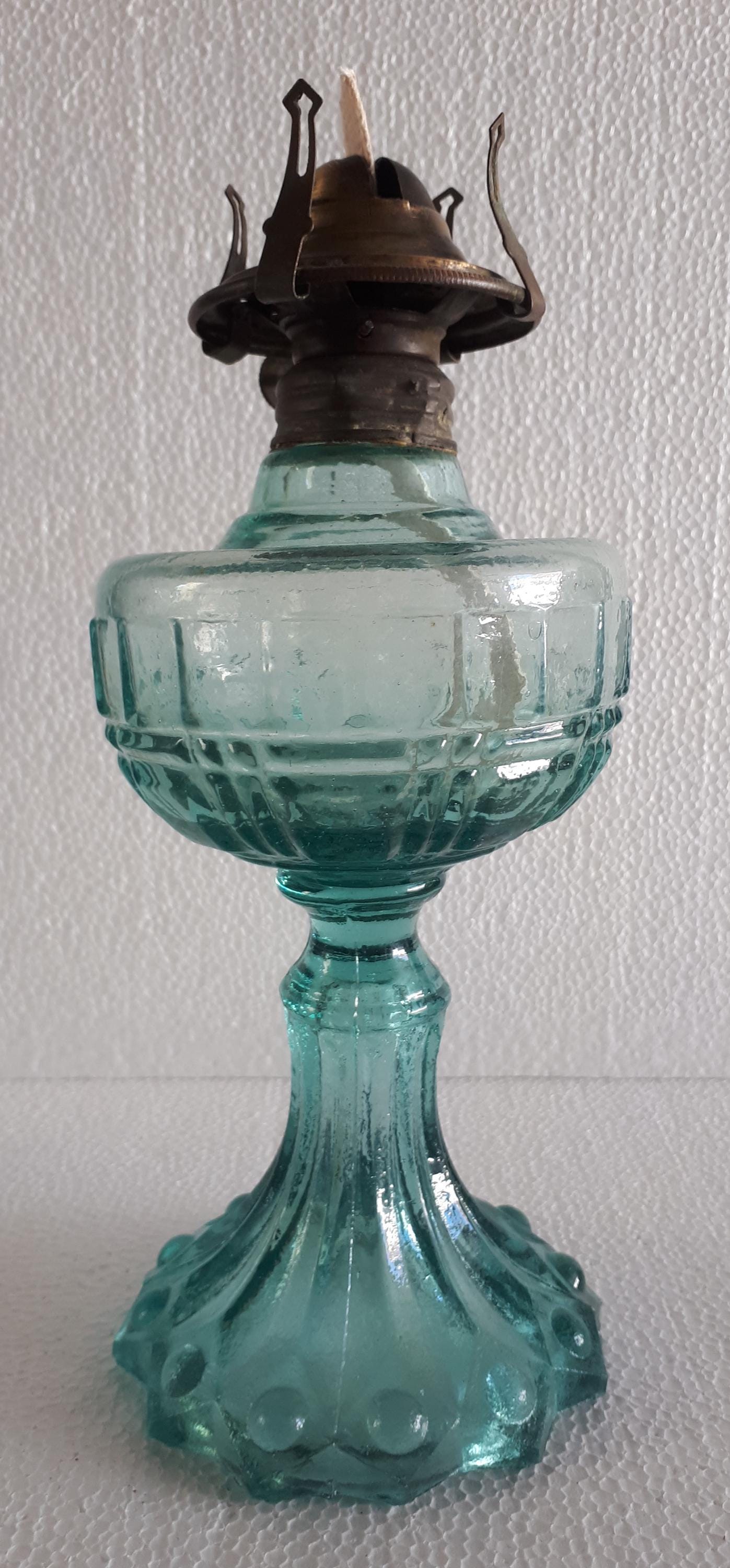 Alte Vintage Messing Glas Öllampe Docht Antik Retr Produktbild-Vorschau 4