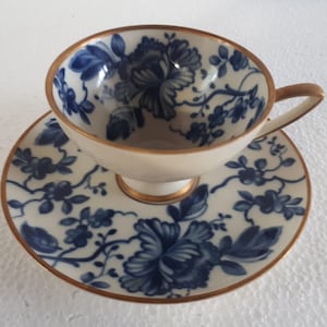 Vintage Alka Bavaria Cobalt Blue Donata Porcelain Tea Cup & Saucer