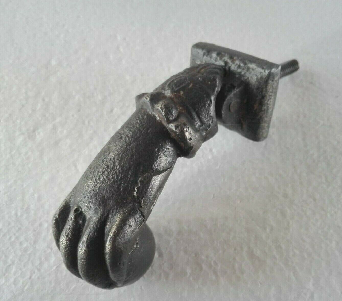 Antique & Genuine Early 20th Century Rustic Cast Iron Ball in Hand Door