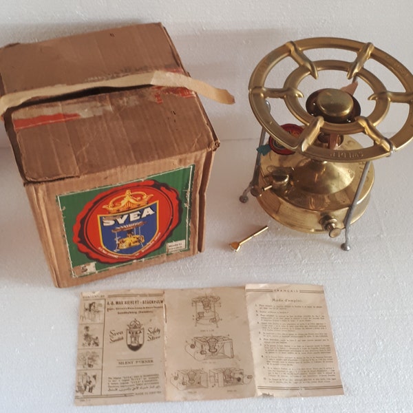 Vintage Svea No 5 Messing Kerosin Kochherd Original Box & Anleitung