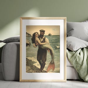 Mermaid Print
Eclectic Decor
Dark Academia Art
Whimsical Print
Vintage Wall Art
Couples Print
Quirky Bathroom
Accessory Fun
Fantasy Creature Art
for Mermaidcore Room
Nautical Decor Idea
mermaid fisherman
beachy print,, fisherman aesthetic