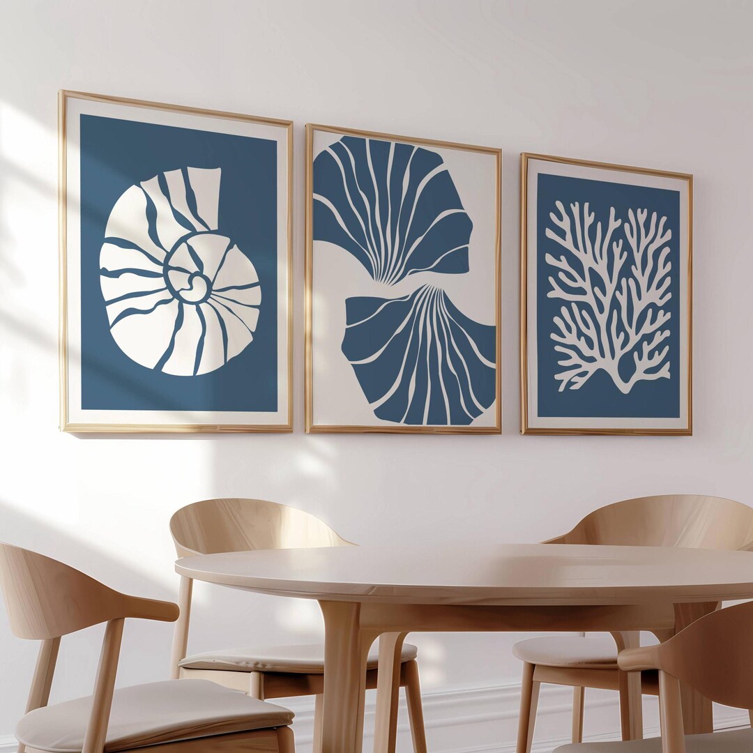 Coastal Print Set: Sea Shell, Coral, Nautical Wall Art (digital ...