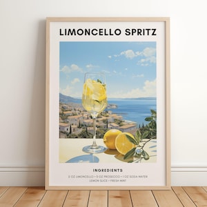 Limoncello Spritz Recipe Print: Retro Italian Cocktail Art (Digital Download)