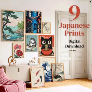 Japanese Poster Bundle - Vintage and Modern Art Set - Colorful Ukiyo-e Style Wall Art