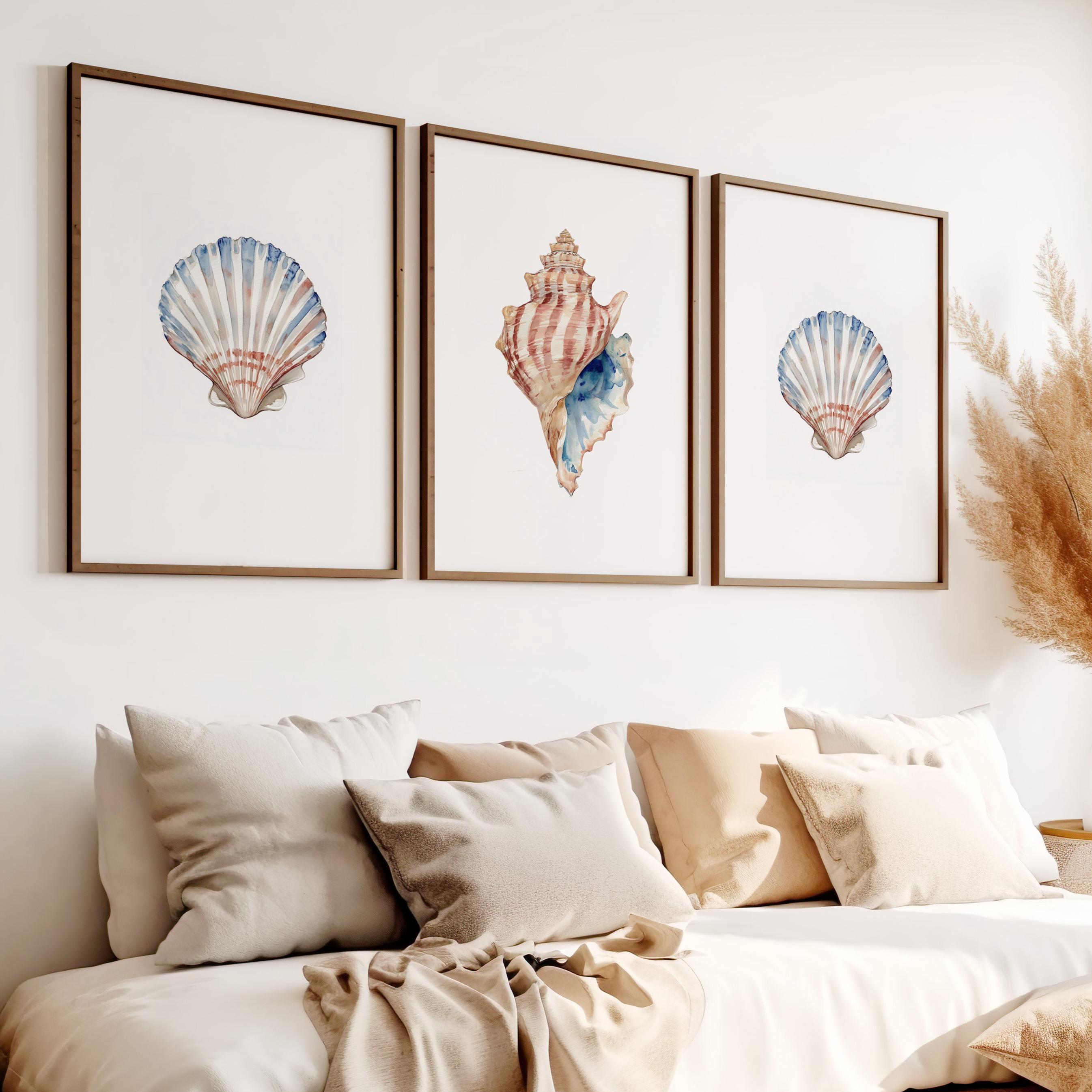 Watercolor Seashell Set - Coastal Bathroom Wall Art - Etsy