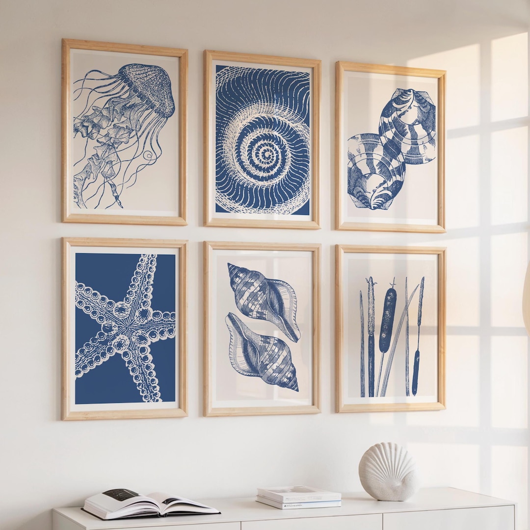 Coastal Gallery Wall Art: Blue Beach Prints, Set of 6 (digital Download ...
