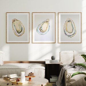 Oyster Shell Wall Art Set, Coastal Prints, Pastel Watercolor Oyster Shells, Modern Elegant Beach House Decor, Neutral Nautical Printable beach house art minimalist art ocean wall decor wall art set of 3 trendy coastal print neutral coastal art oyster shells print pastel oyster shells watercolor oysters modern elegant art marine nautical art oysters triptych bathroom kitchen
