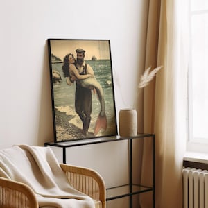 Mermaid Print
Eclectic Decor
Dark Academia Art
Whimsical Print
Vintage Wall Art
Couples Print
Quirky Bathroom
Accessory Fun
Fantasy Creature Art
for Mermaidcore Room
Nautical Decor Idea
mermaid fisherman
beachy print, fisherman aesthetic