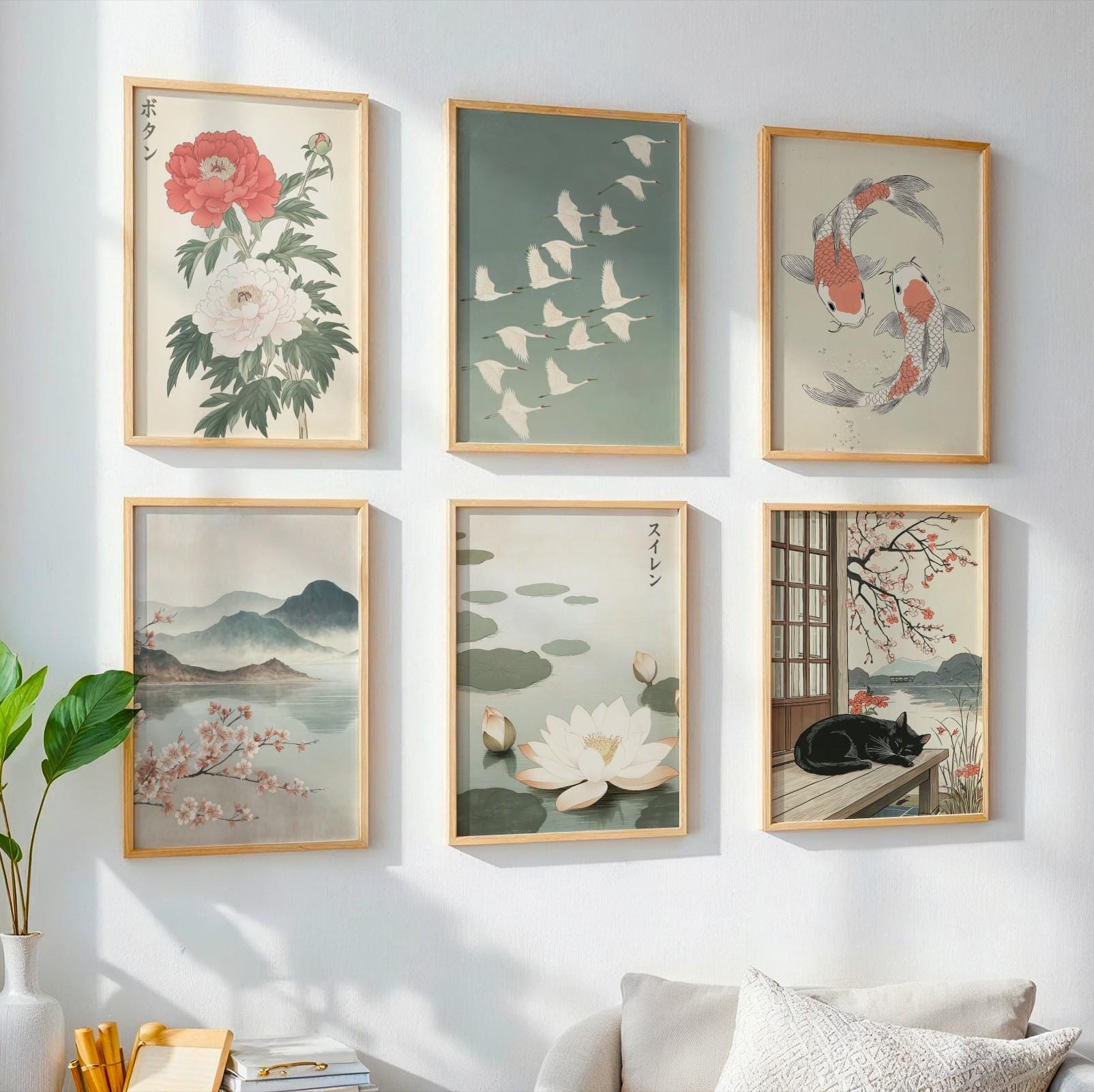 Japanese Wall Art Set - Japandi Gallery Wall - Wabi Sabi Poster Set of ...