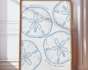 Sand Dollar Sea Biscuit Poster - Coastal Decor - Beachy Wall Art - Mermaid Quote - Nautical Digital Print - Marine Printable Artwork