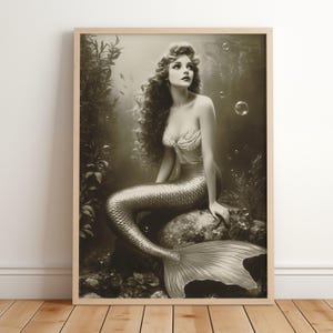 Vintage Mermaid Art Print: Gothic Ocean Fantasy (Digital Download)