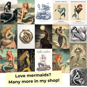 Vintage Mermaid Cocktail Wall Art - Mermaid Martini and Siren Spritz Poster Set of 2 - Retro Bar Decor for Coastal & Nautical Home Style mermaid recipe art
cocktail wall art
vintage bar print
coastal decor print
martini recipe art
digital bar decor
mermaid wall art
home bar printable
coastal kitchen art
cocktail sign
trendy cocktail art
aperol spritz poster
cocktail poster