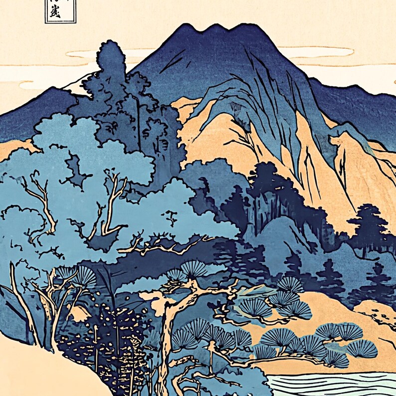 Vintage Style Japanese Landscape Print Set of 3 - Mountain Forest Wall ...