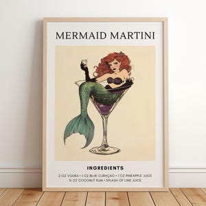 Vintage Mermaid Cocktail Wall Art - Mermaid Martini and Siren Spritz Poster Set of 2 - Retro Bar Decor for Coastal & Nautical Home Style mermaid recipe art
cocktail wall art
vintage bar print
coastal decor print
martini recipe art
digital bar decor
mermaid wall art
home bar printable
coastal kitchen art
cocktail sign
trendy cocktail art
aperol spritz poster
cocktail poster