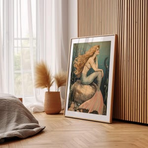 Mermaid Wall Art Print - Vintage-Inspired Ocean Decor - Whimsical Coastal Poster - Mystical Sea Goddess Digital Download - Boho Chic Gift, mermaid wall art, vintage ocean art, coastal wall print, beach decor art, mystical mermaid, underwater print, ocean wall decor, digital art print, sea goddess art, boho wall print, mermaid download, whimsical decor, mermaid poster, mermaidcore