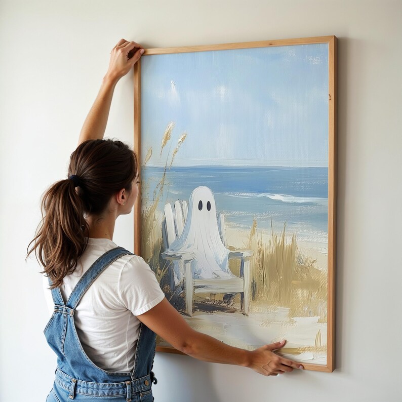 Summerween Decor, Ghost Beach Print, Summer Halloween Wall Art, Spooky Coastal Decor, Cute Ghost Ocean Digital Painting, Trendy Halloween Gift, summerween print
ghost poster
spooky decor
summer halloween
retro wall art
ghost decor
cute halloween
summer ghost
halloween wall
ghost on beach print
ocean ghost painting
trendy halloween art
summerween poster