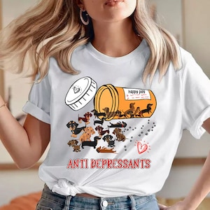 Funny Dachshund T-Shirt: Wiener Dog &#39;Happy Pills&#39; Design