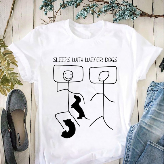 Sleeps With Wiener Dogs T-Shirt Funny Dachshund Gift Sleeps With Wiener Dogs T-Shirt Funny Dachshund Gift