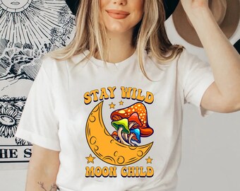 Camiseta infantil Mushroom Moon: camiseta retro hippie cottagecore