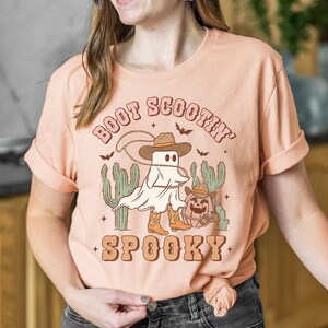 Retro Western Halloween Cowboy Ghost Boot Scootin Spooky Shirt, Halloween Shirt, Cowboy Shirt, Spooky Rodeo Shirt, Western Ghost Shirt