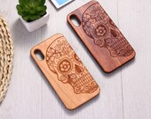 Mexican skull Vintage Floral Engraved Wood Phone Case Coque Funda For iPhone 11 12 13 Pro Max Mini XR X XS Max 7 8 Plus