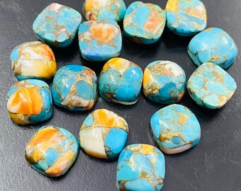 Natural Oyster Copper Turquoise Cabochon, Cushion Loose Gemstone Jewelry Making Stone (5MM-15MM)