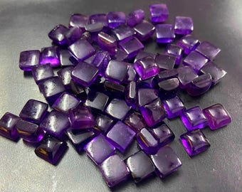 African Amethyst Square Cabochon Gemstone Loose Calibrated  Jewelry Handmade Gemstone (4-15mm)