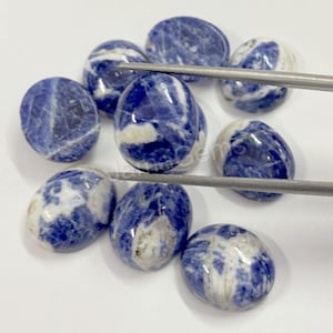 Top-Qualitäts-natürliche blaue Sodalith Oval Cabochon lose kalibriert Schmuck Sodalith Edelstein, 3X5, 4X6,5X7,6X8,7X9,8X10,9X11,10X12,10x14 MM