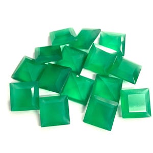 AAA+ Natural Green Onyx Faceted Cut Loose Calibrated Gemstone Jewelry Making Stone (5-15MM)