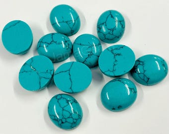 Piedra preciosa suelta hecha a mano con cabujón ovalado de turquesa azul (3 x 5-10 x 14 mm)